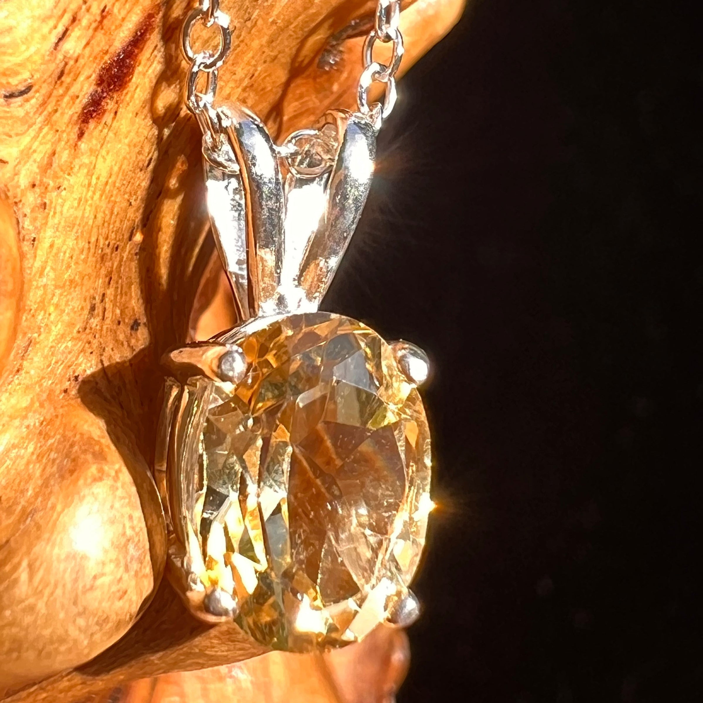 Citrine Oval Necklace Sterling Silver #8718-Moldavite Life
