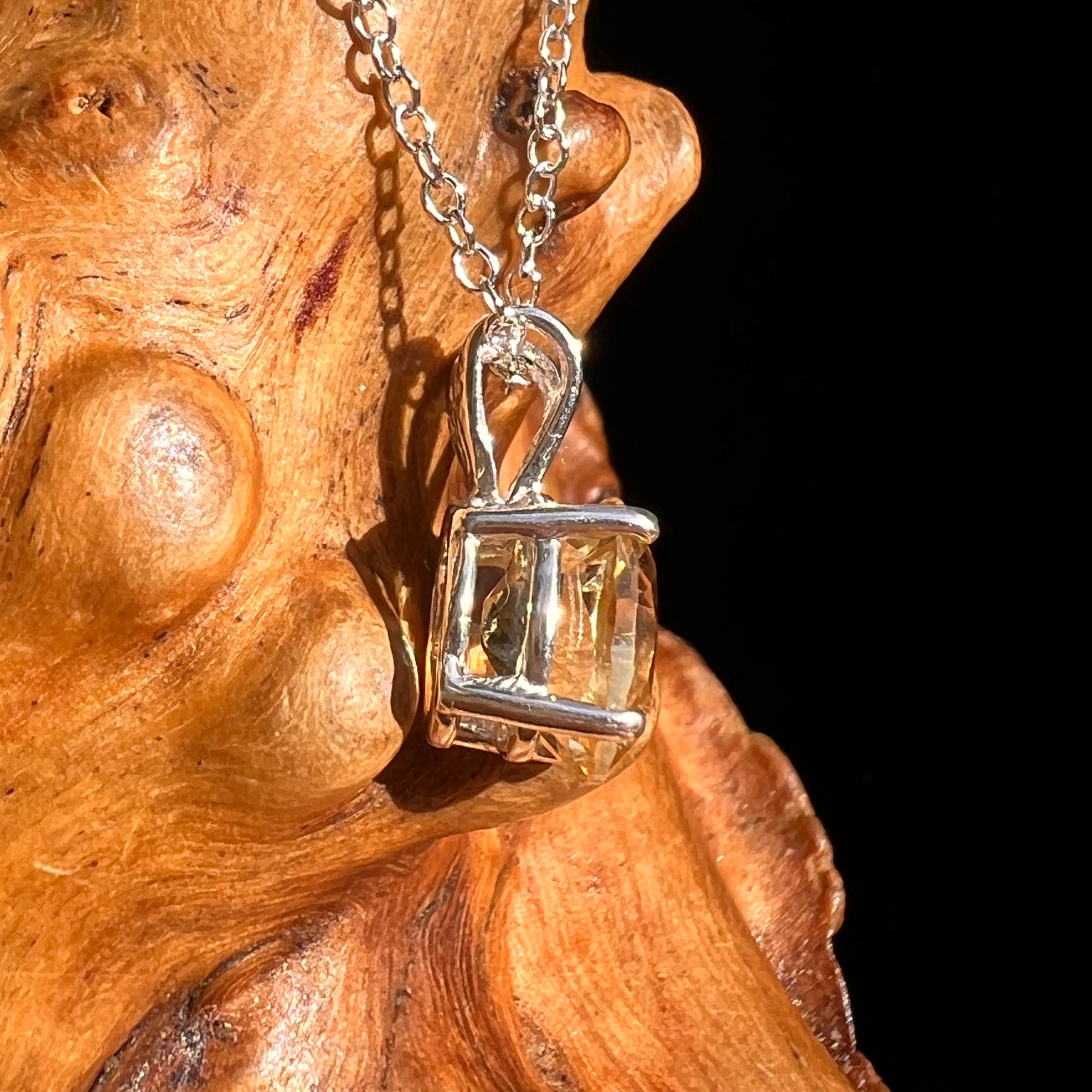 Citrine Oval Necklace Sterling Silver #8718-Moldavite Life