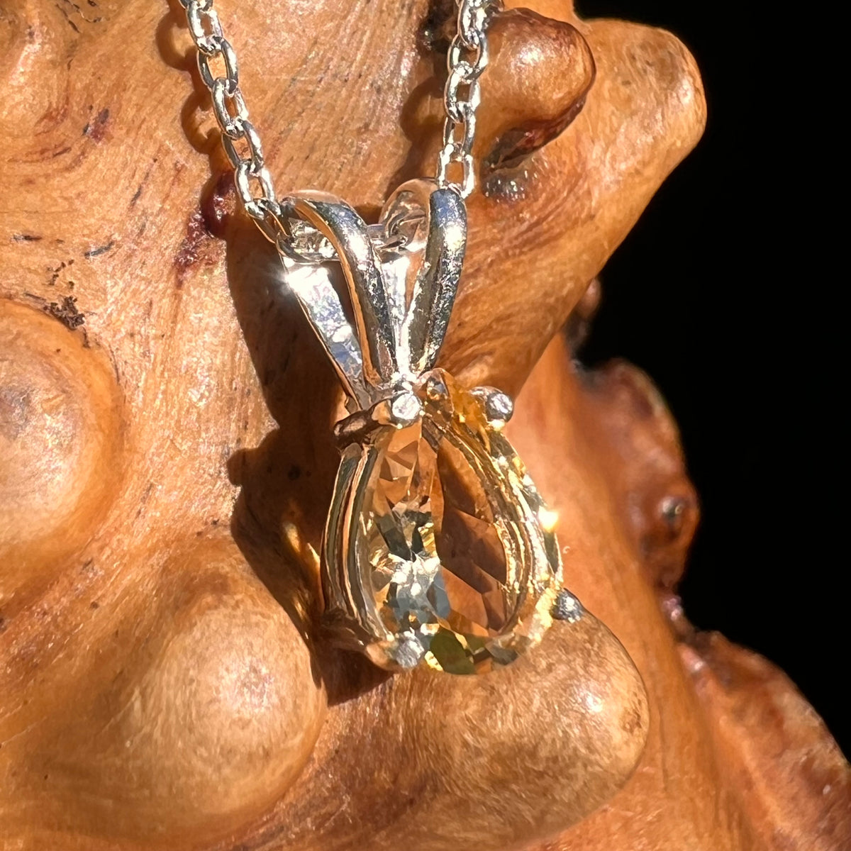 Citrine Pear Necklace Sterling Silver-Moldavite Life