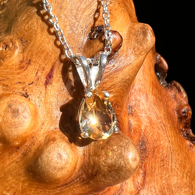 Citrine Pear Necklace Sterling Silver-Moldavite Life