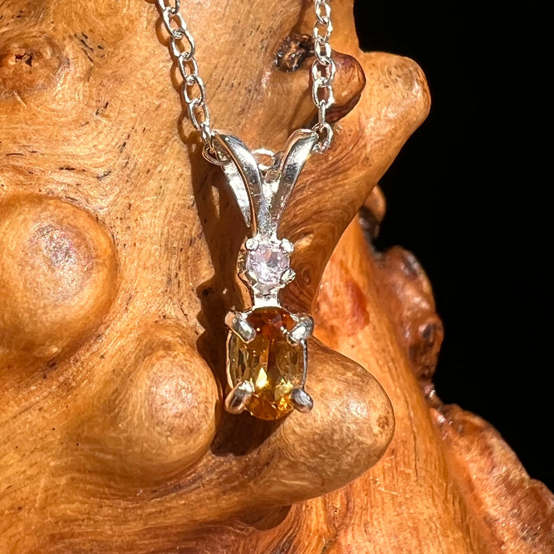 Citrine & Pink Spinel Necklace Sterling Silver #6670-Moldavite Life