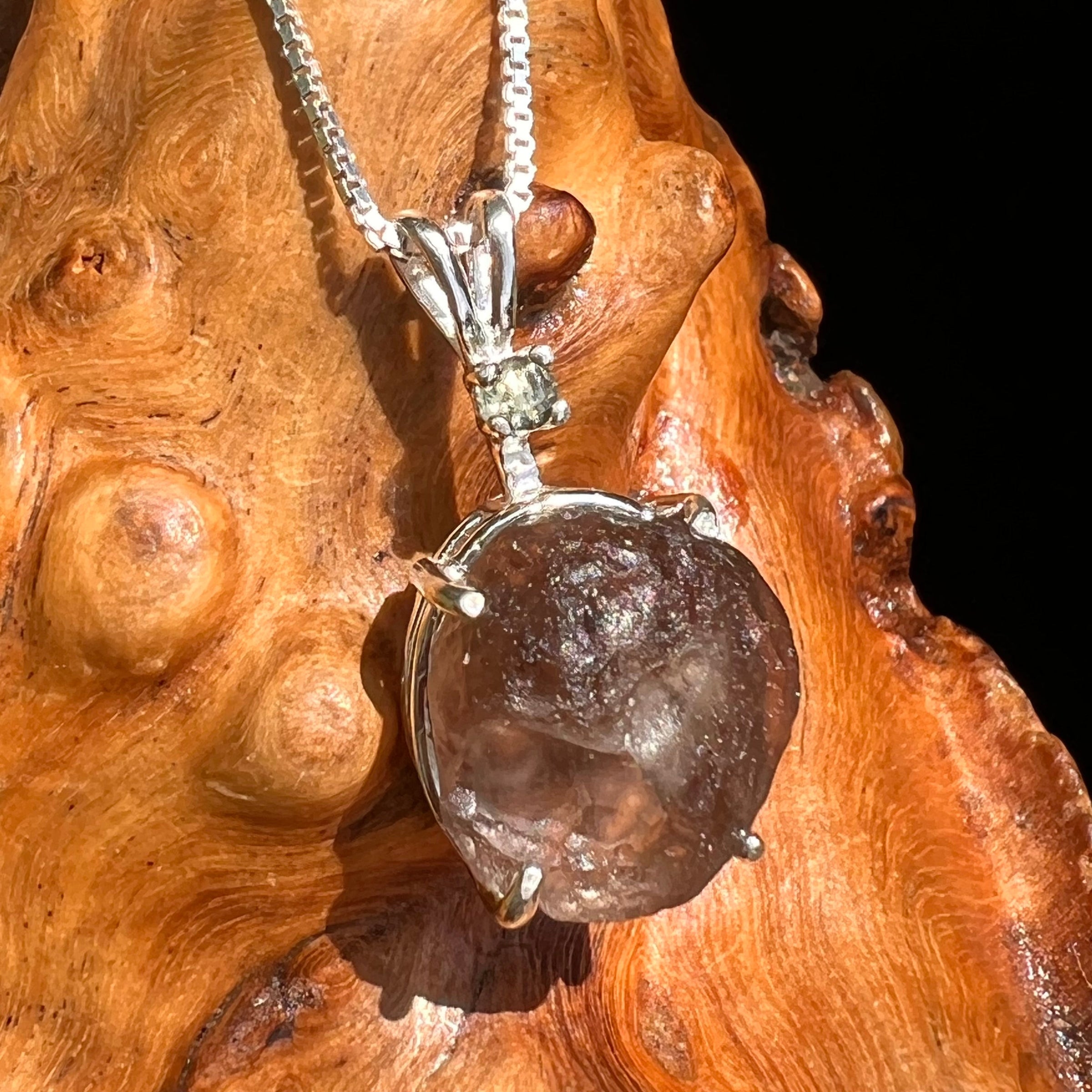Colombianite & Moldavite Necklace Sterling Silver #5162-Moldavite Life