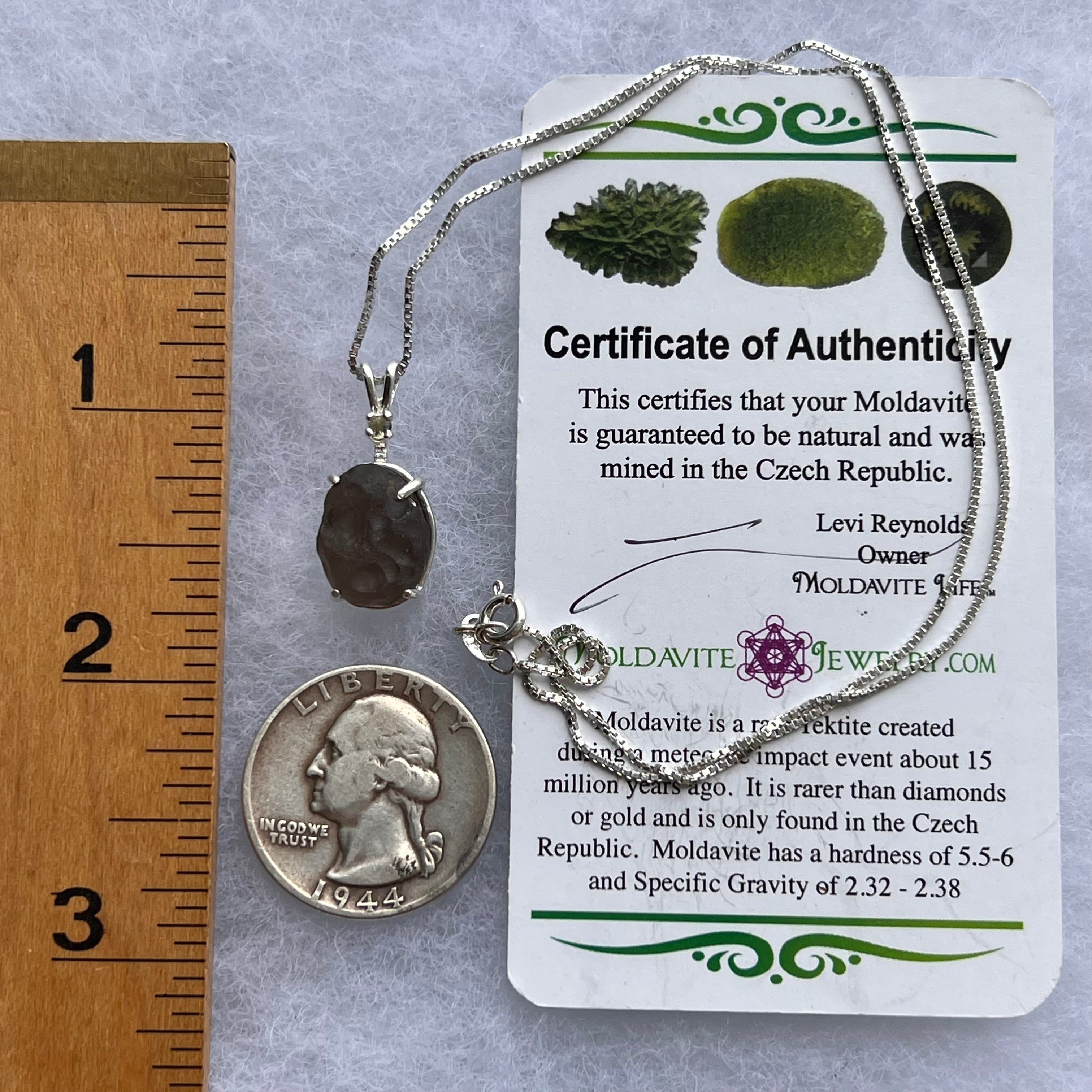 Moldavite (meteorite) Pendant with Rainbow Moon Stone and Sterling Sil –  Nature Art Gallery Thailand Jewelry