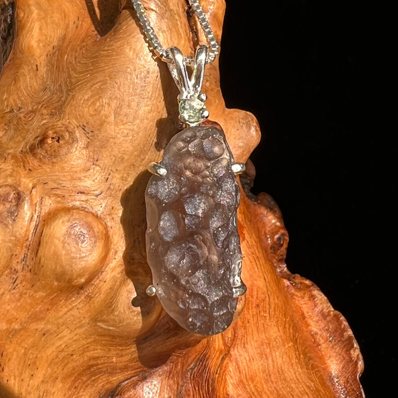 Colombianite & Moldavite Necklace Sterling Silver #5165-Moldavite Life