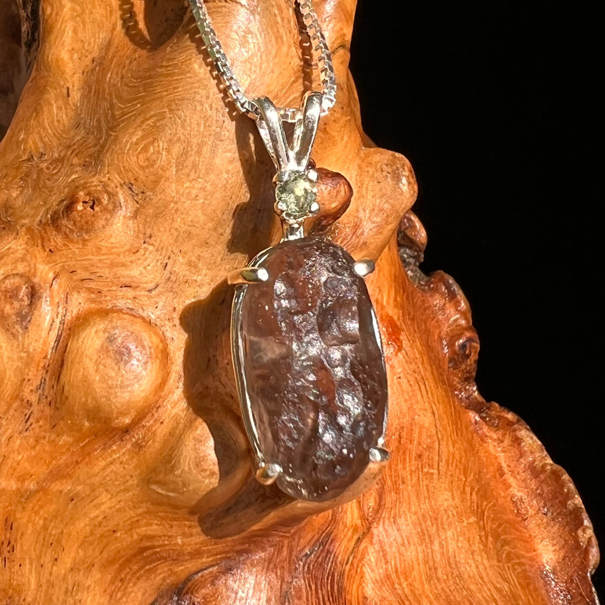 Colombianite & Moldavite Necklace Sterling Silver #5166-Moldavite Life