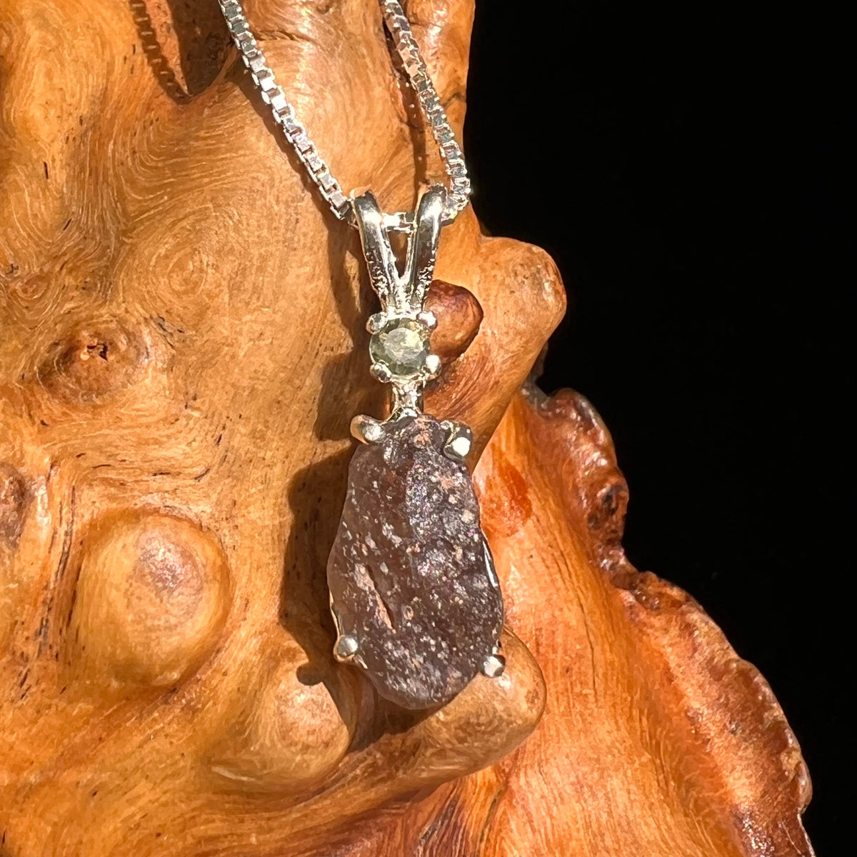 Colombianite & Moldavite Necklace Sterling Silver #5170-Moldavite Life