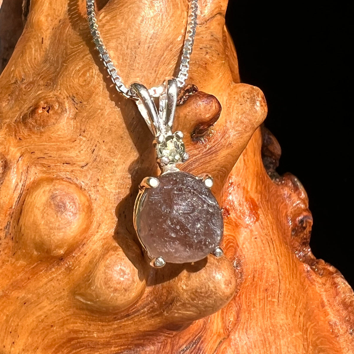 Colombianite & Moldavite Necklace Sterling Silver #5172-Moldavite Life