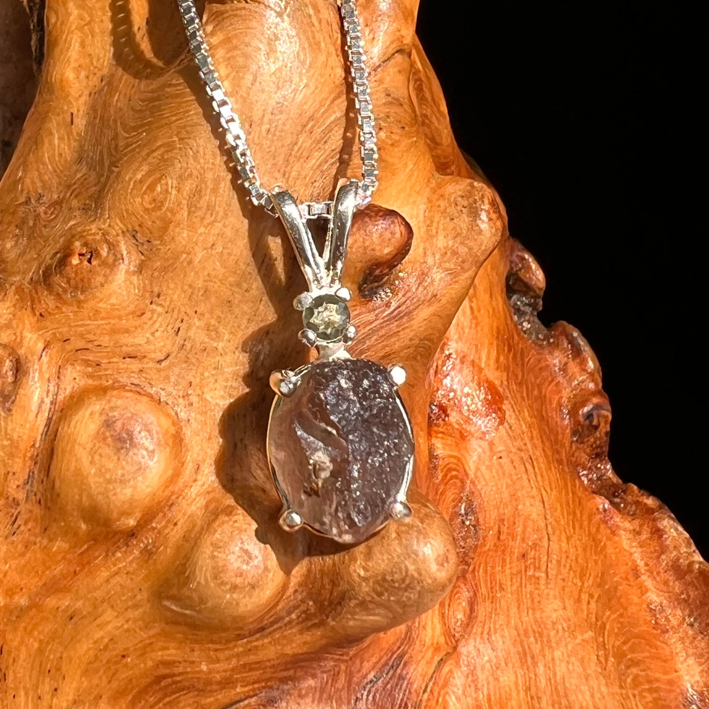 Colombianite & Moldavite Necklace Sterling Silver #5173-Moldavite Life