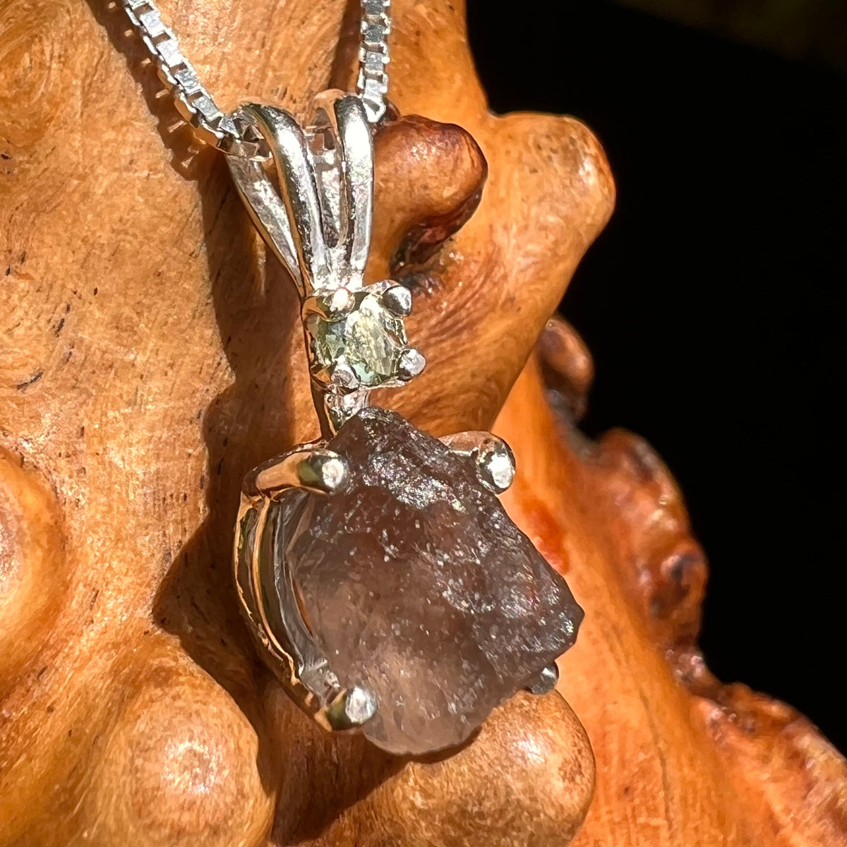 Colombianite & Moldavite Necklace Sterling Silver #5174-Moldavite Life