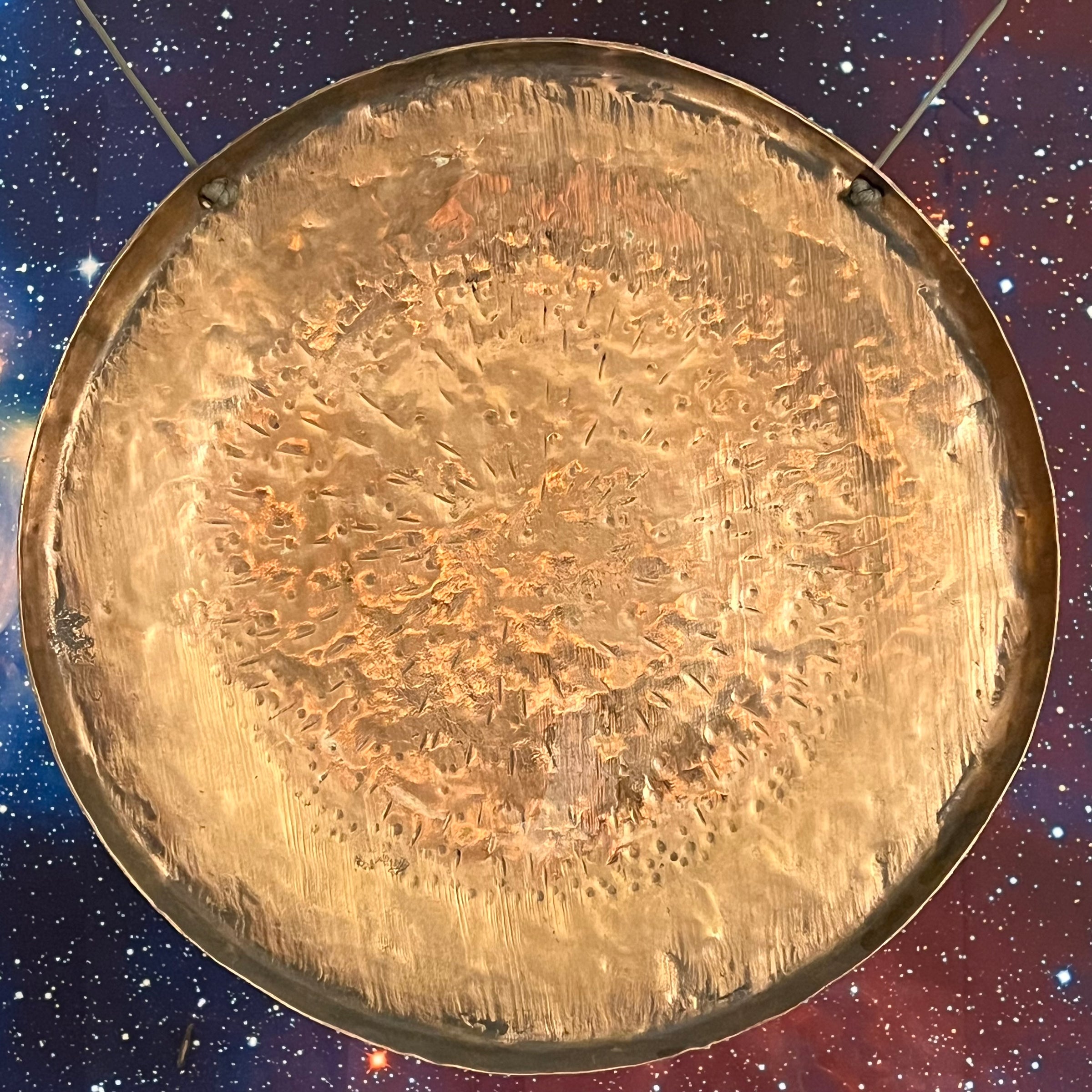 Crystal Gong Herkimer Diamond, Moldavite, & Golden Rutile #22-Moldavite Life