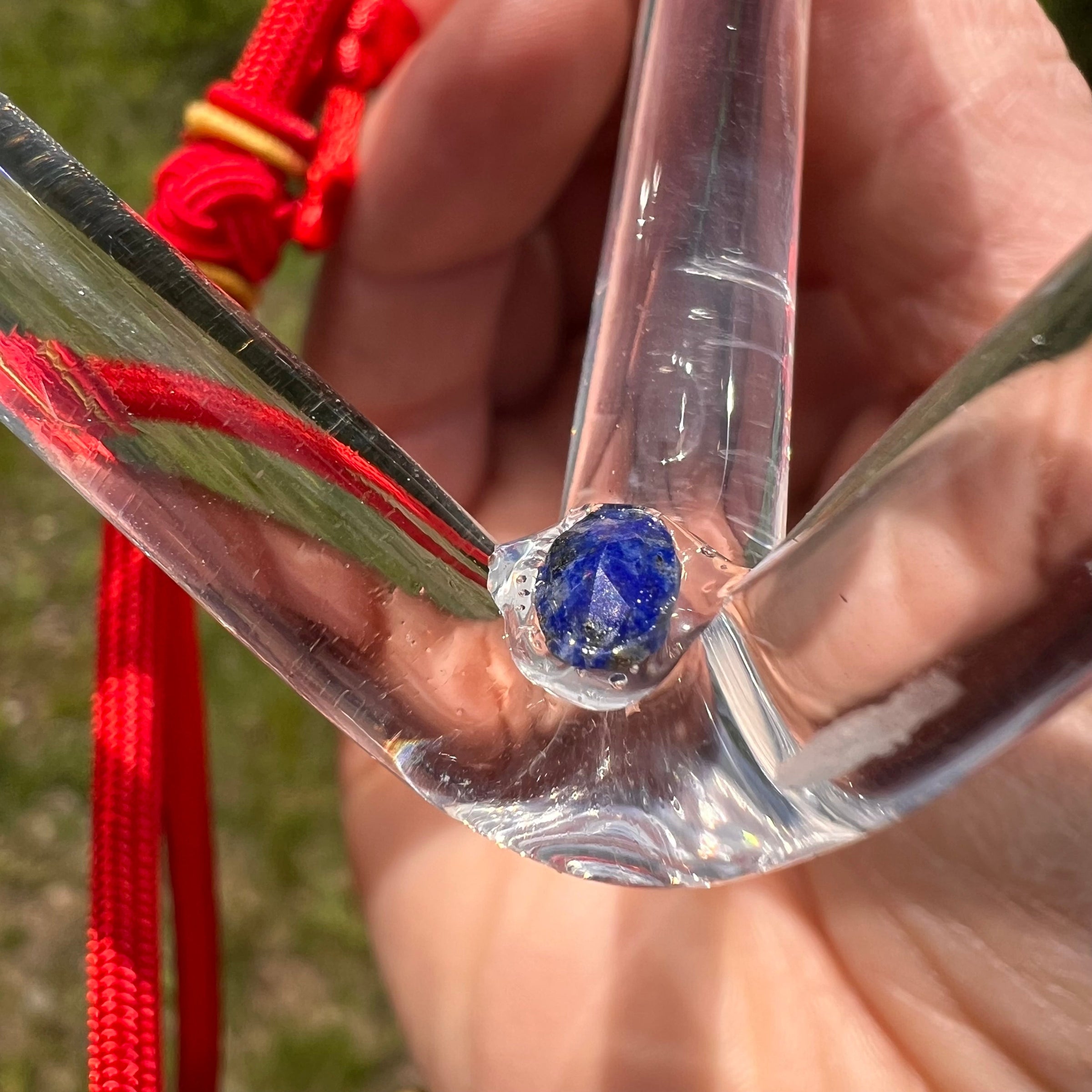 Crystal Singing Pyramid Herkimer Lapis #20-Moldavite Life