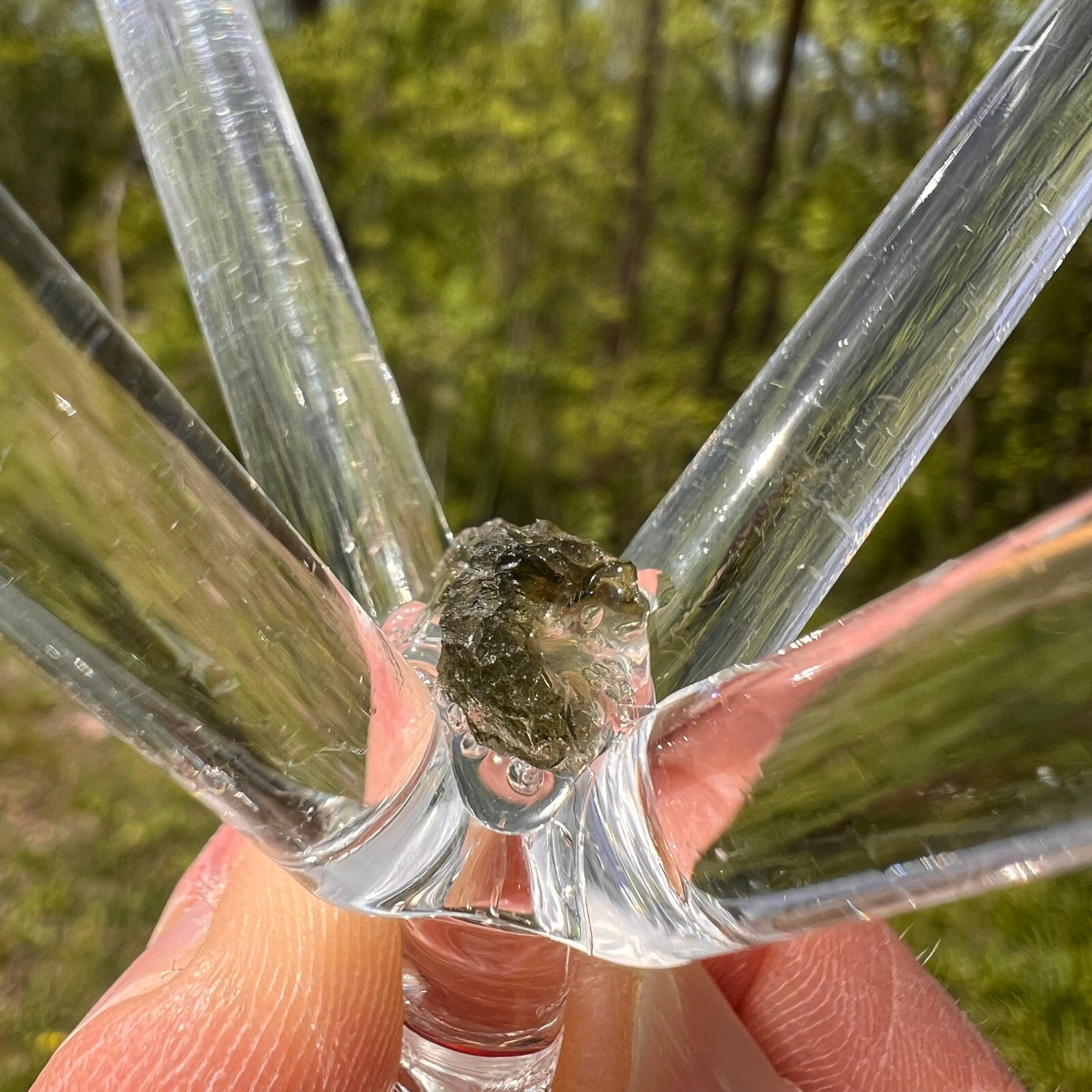 Crystal Singing Pyramid Moldavite Amethyst #16-Moldavite Life