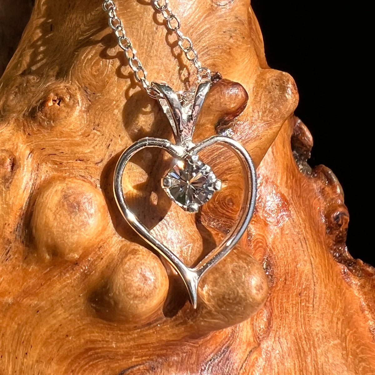 Danburite Heart Pendant Necklace Sterling #5277-Moldavite Life