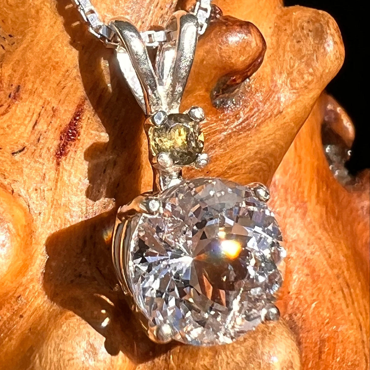 Danburite & Moldavite Necklace Sterling Silver #8821-Moldavite Life