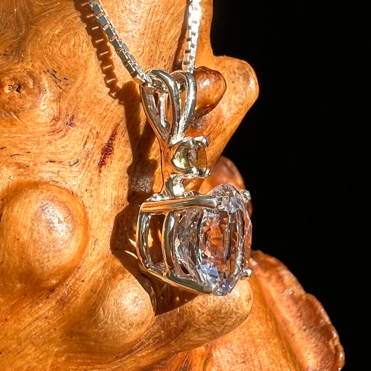 Danburite & Moldavite Necklace Sterling Silver #8821-Moldavite Life