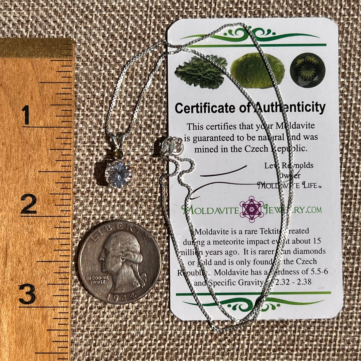 Danburite & Moldavite Necklace Sterling Silver #8821-Moldavite Life