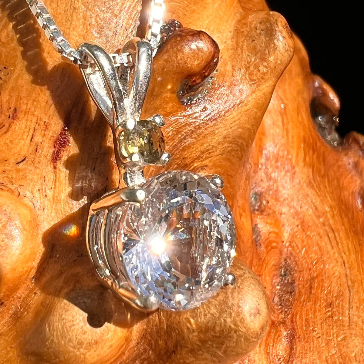 Danburite & Moldavite Necklace Sterling Silver #8821-Moldavite Life
