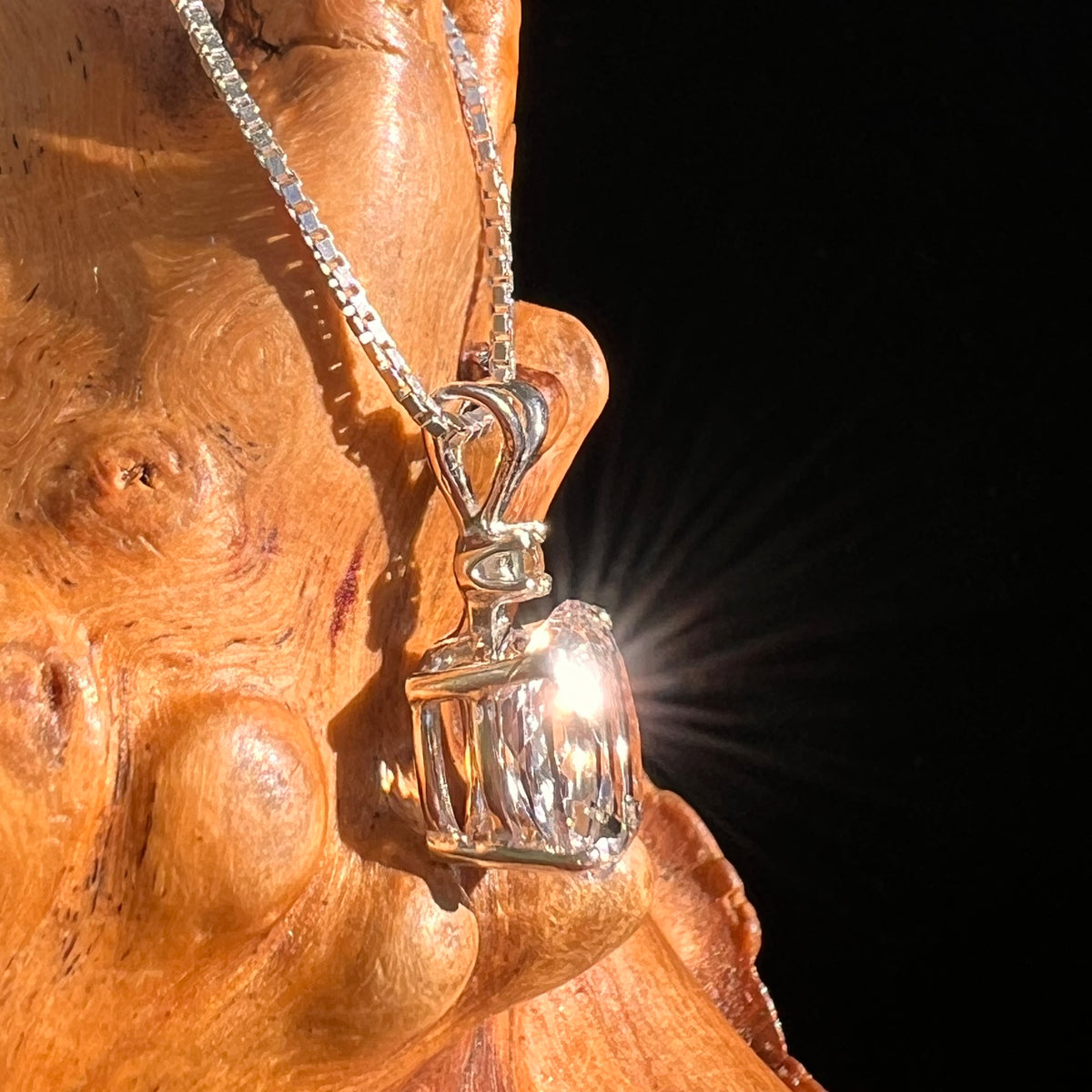 Danburite & Moldavite Necklace Sterling Silver #8822-Moldavite Life