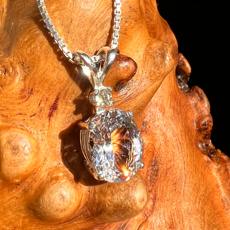 Danburite & Moldavite Necklace Sterling Silver #8822-Moldavite Life