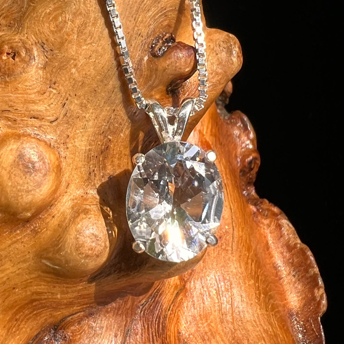 Danburite Oval Pendant Necklace Sterling #5270-Moldavite Life