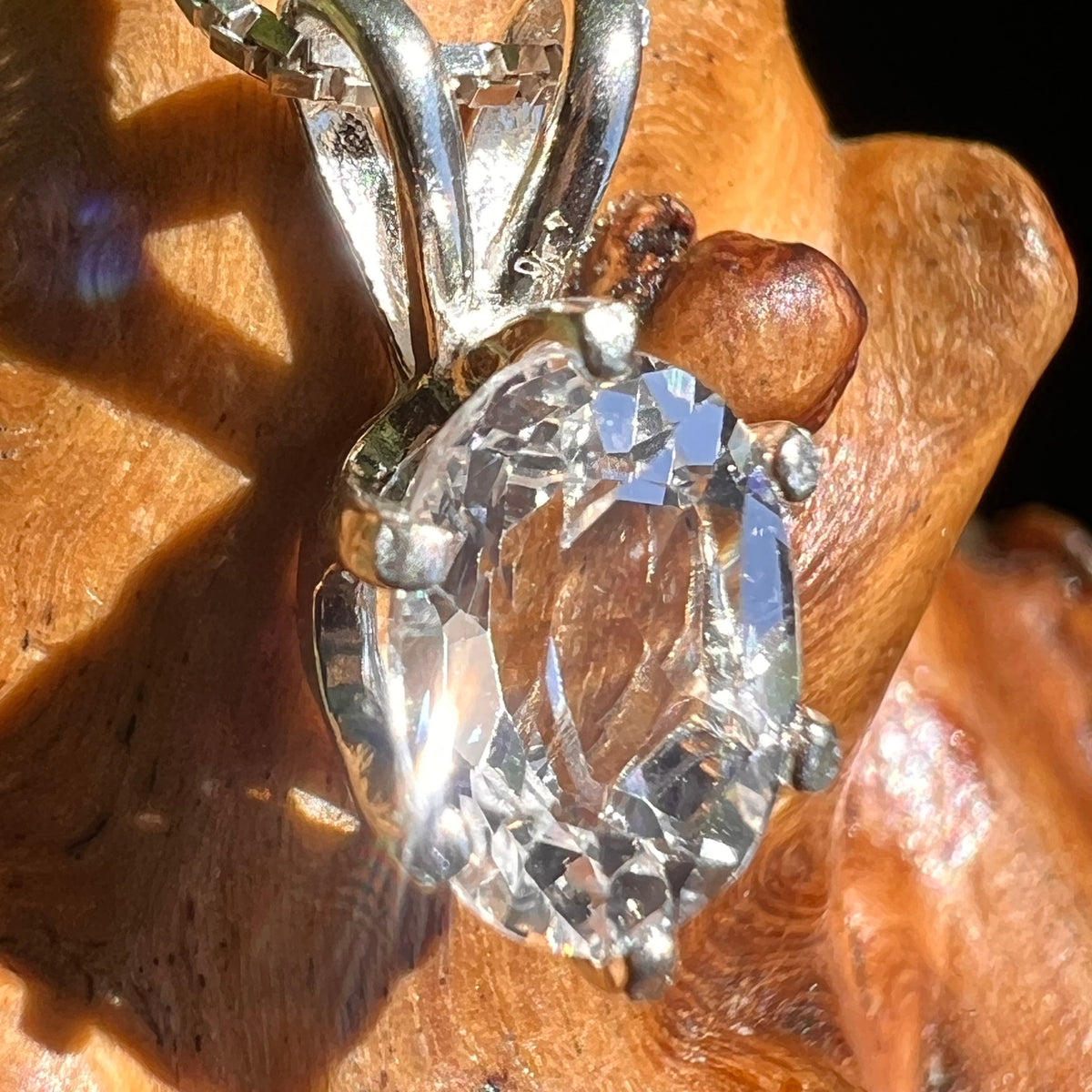 Danburite Oval Pendant Necklace Sterling #5280-Moldavite Life