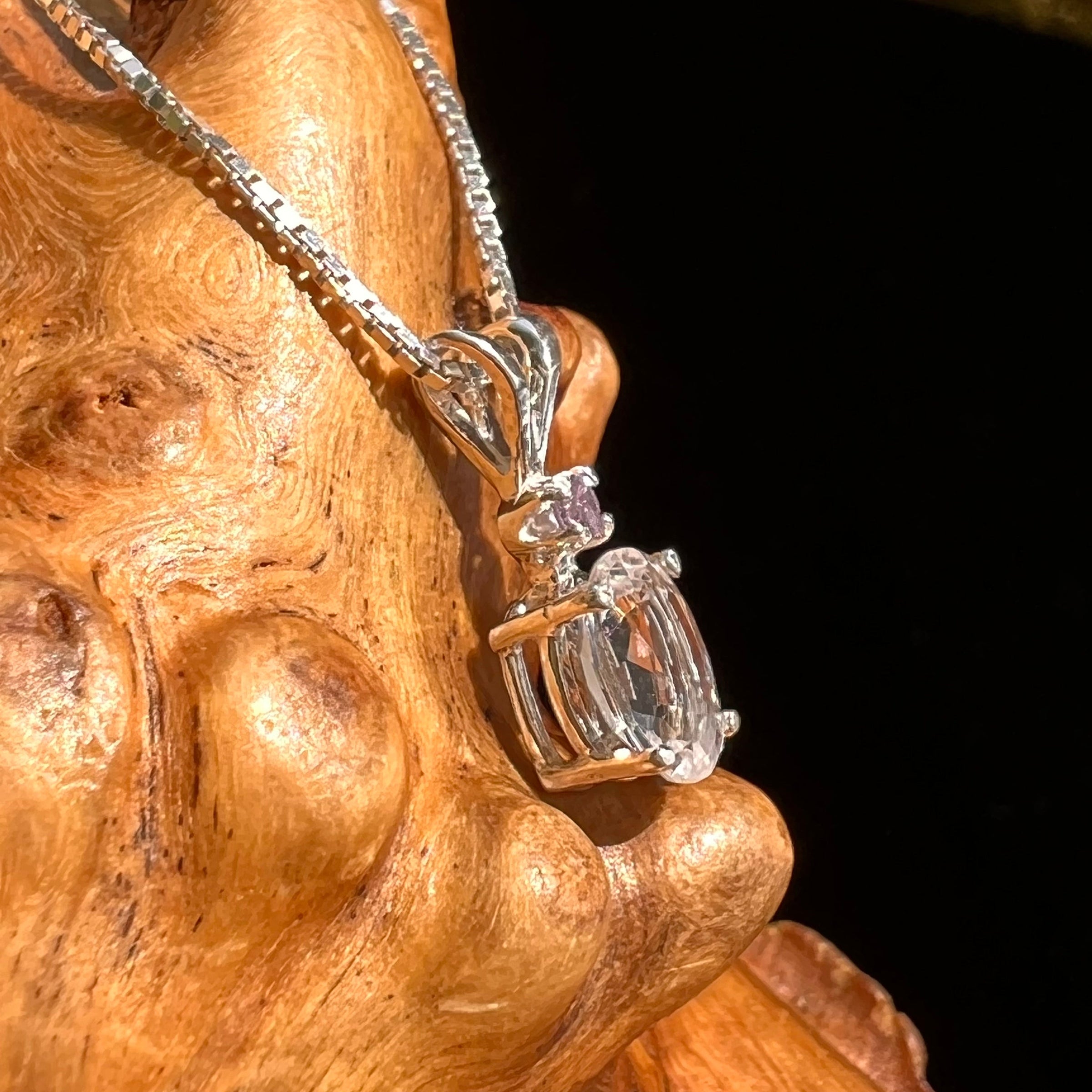 Danburite & Pink Sapphire Pendant Necklace Sterling #5254-Moldavite Life