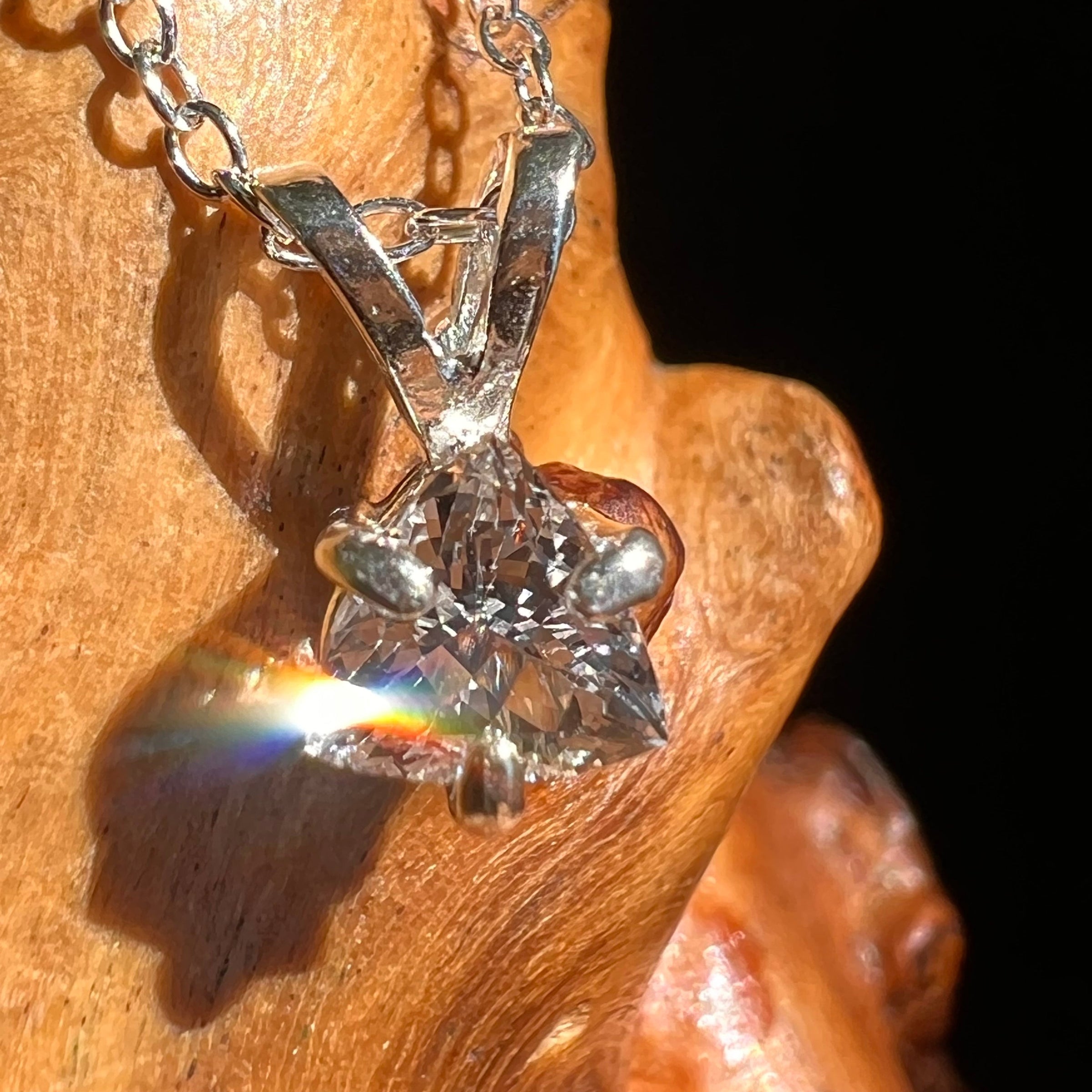 Danburite Trillion Pendant Necklace Sterling #5278-Moldavite Life