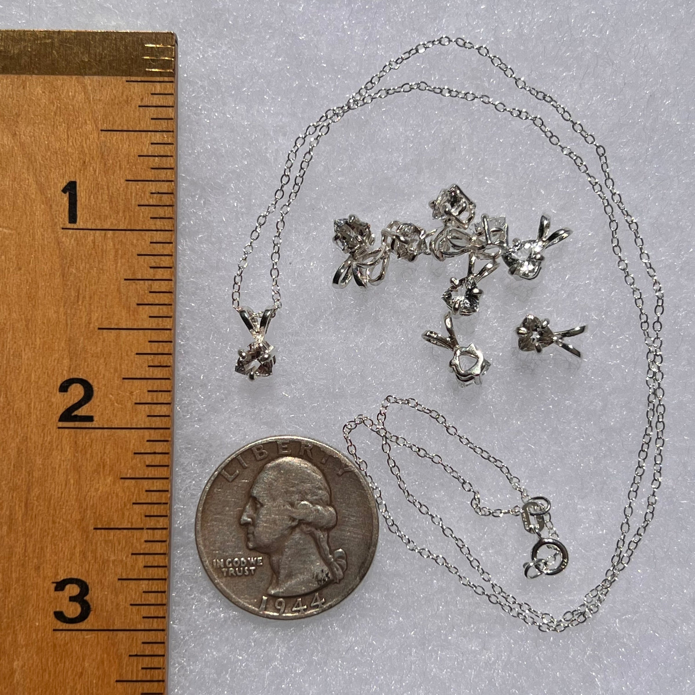 Danburite Trillion Pendant Necklace Sterling #5278-Moldavite Life