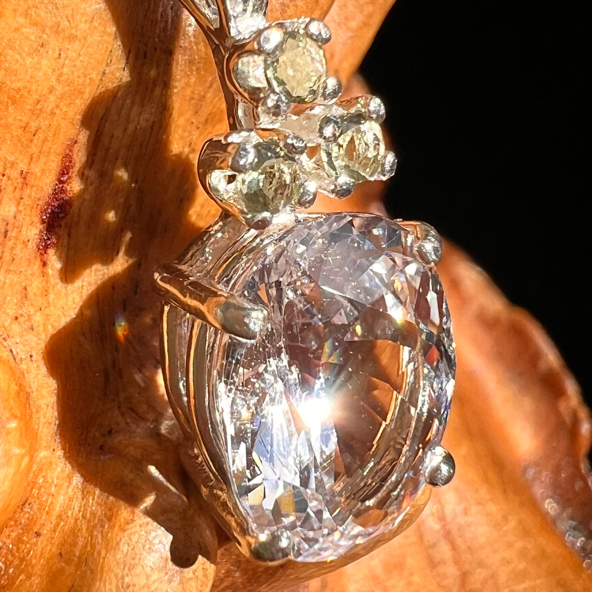 Danburite & Triple Moldavite Necklace Sterling Silver #8823-Moldavite Life