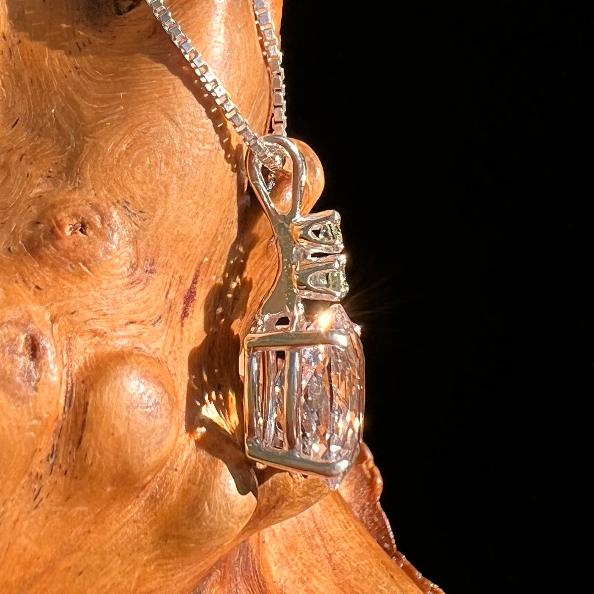 Danburite & Triple Moldavite Necklace Sterling Silver #8823-Moldavite Life