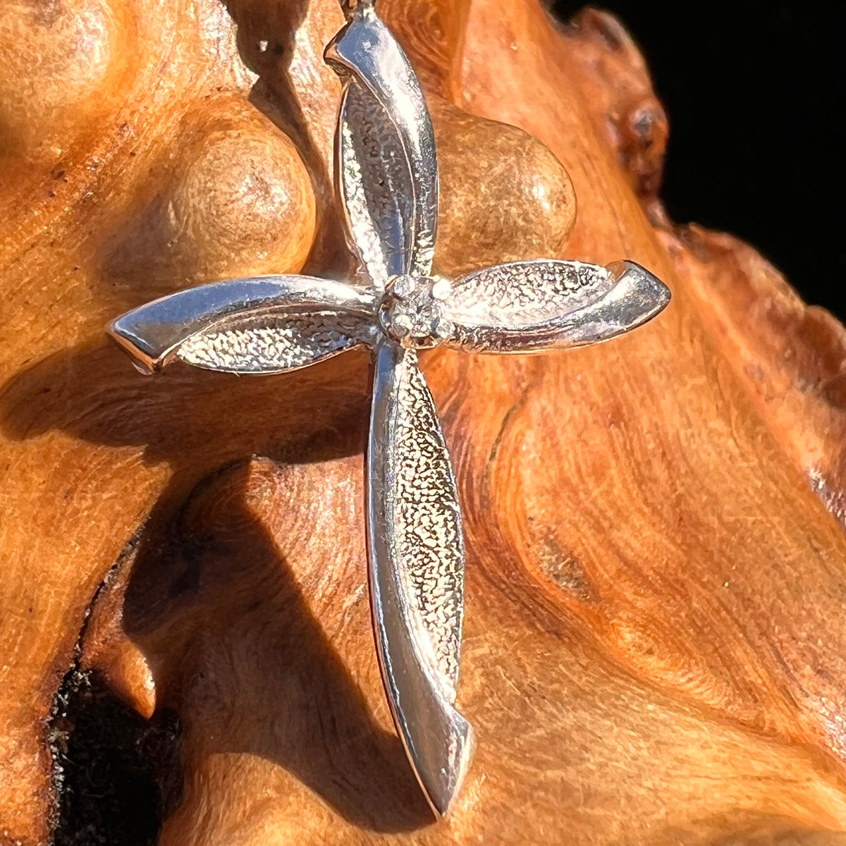 Diamond Cross Pendant Sterling Silver #7960-Moldavite Life