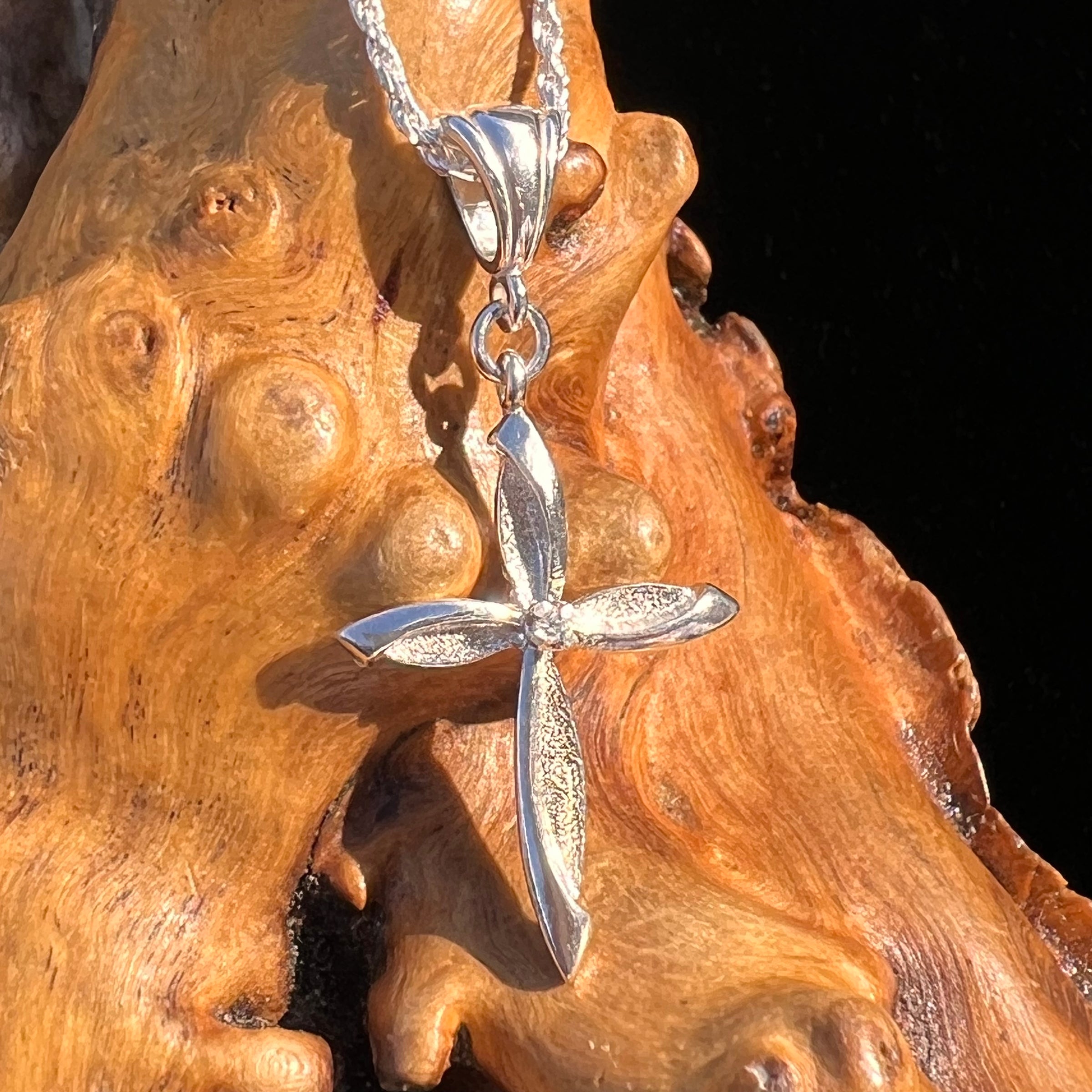Diamond Cross Pendant Sterling Silver #7960-Moldavite Life