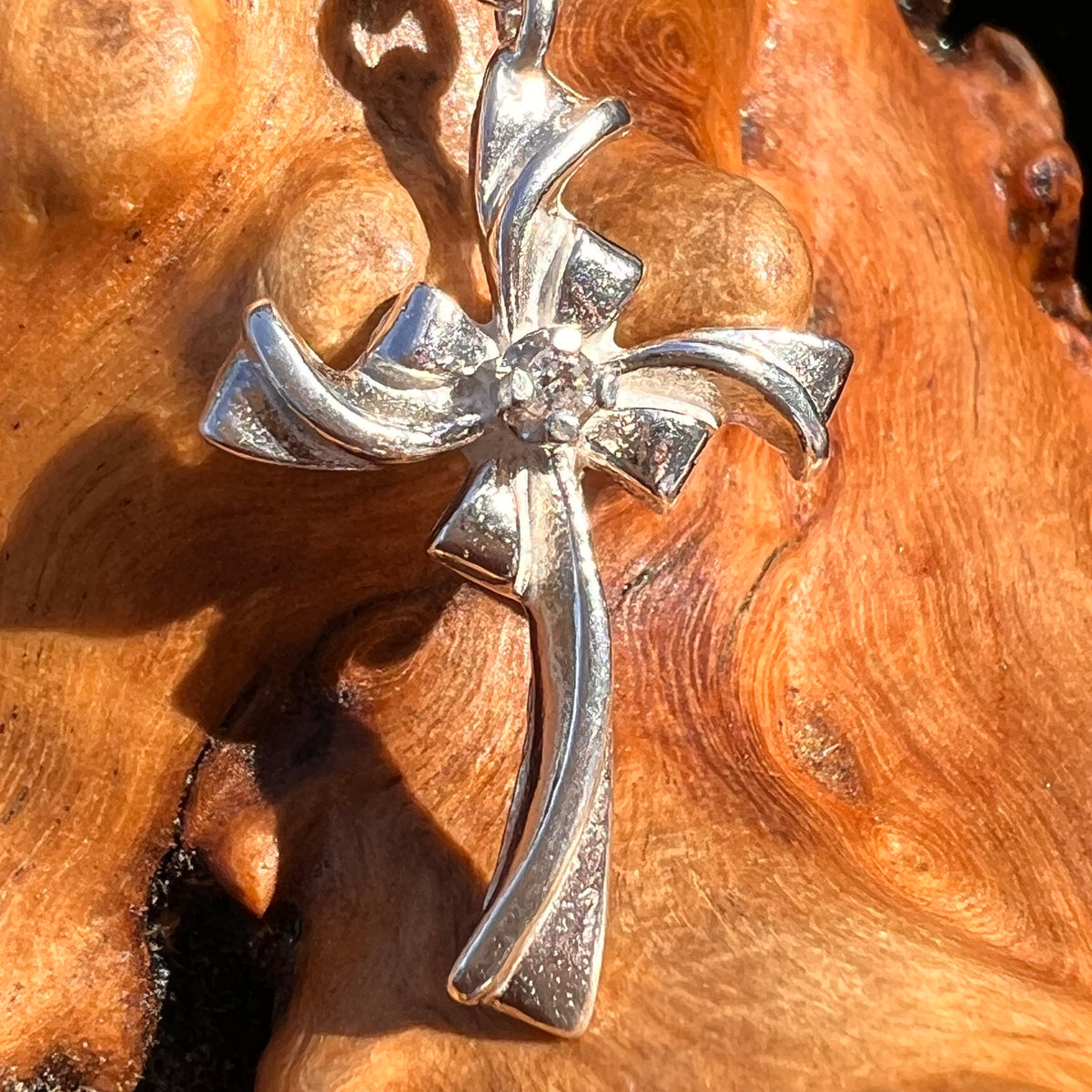 Diamond Cross Pendant Sterling Silver #7961-Moldavite Life