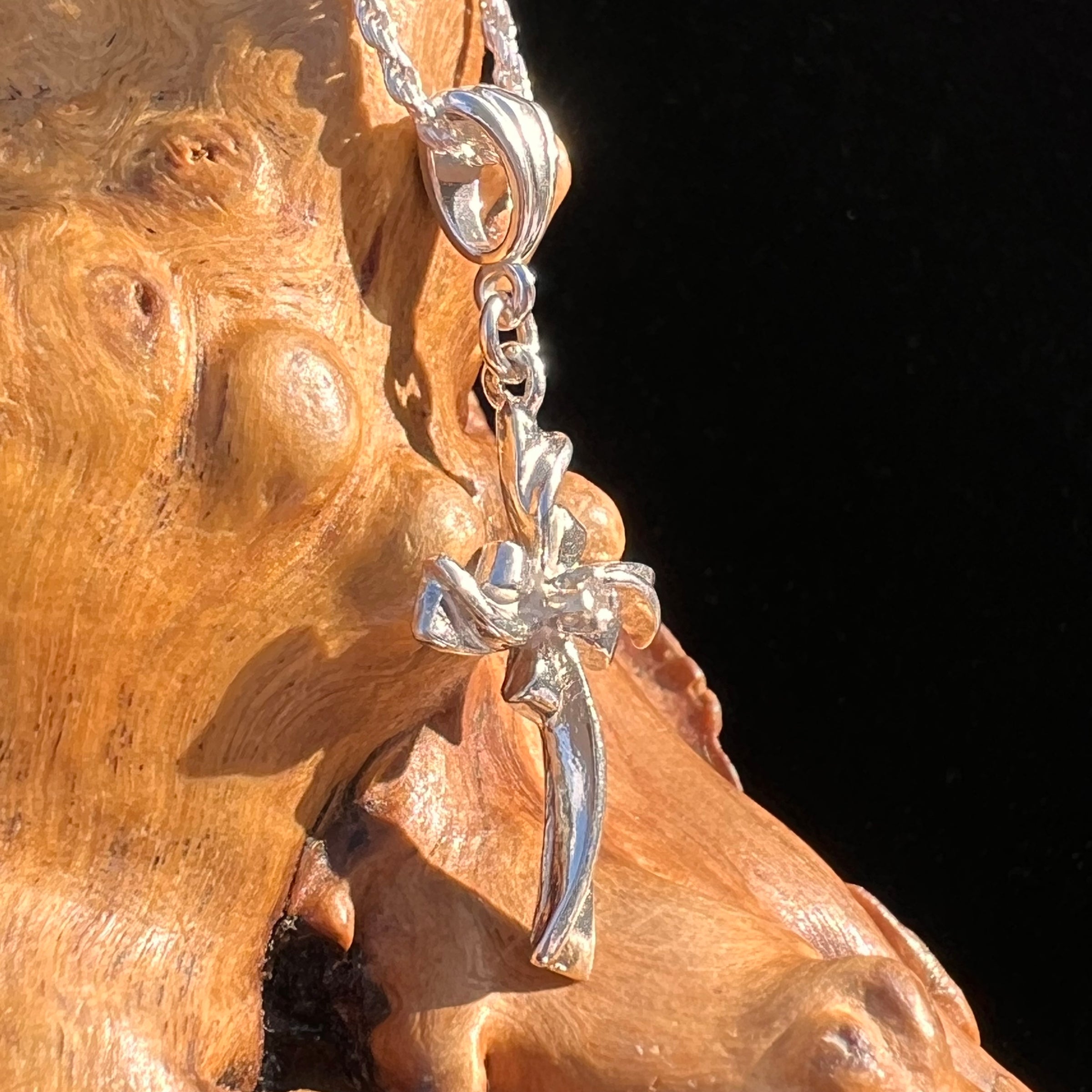 Diamond Cross Pendant Sterling Silver #7961-Moldavite Life