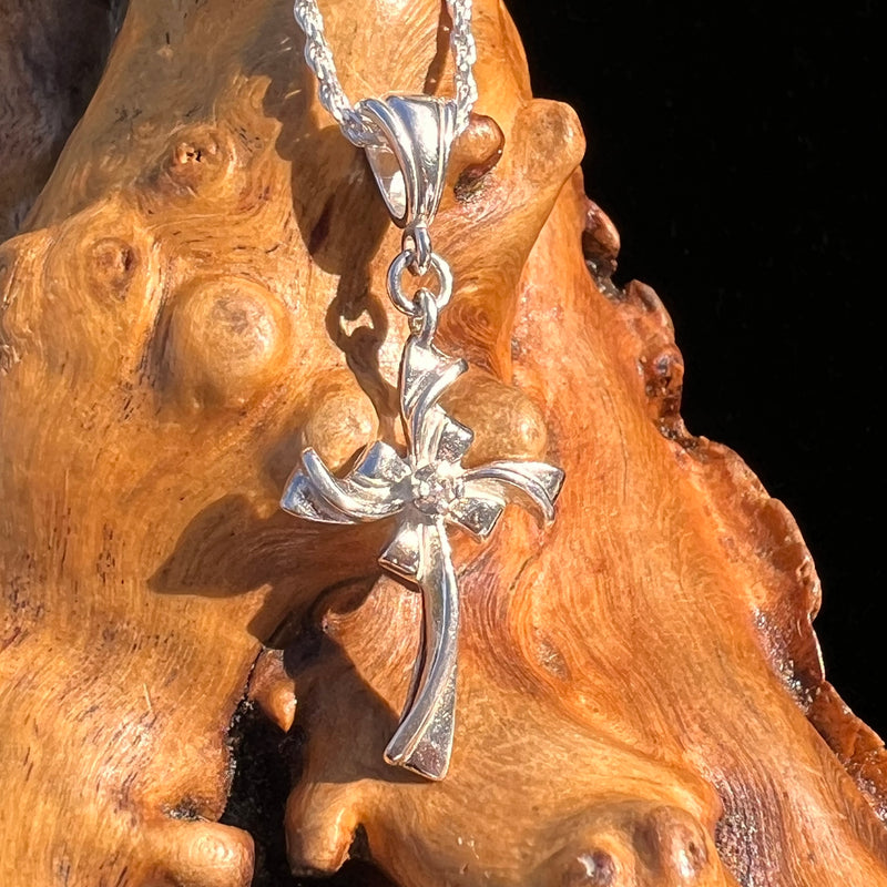 Diamond Cross Pendant Sterling Silver #7961-Moldavite Life