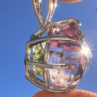 Double Terminated Amethyst & Moldavite Pendant Sterling #7627-Moldavite Life