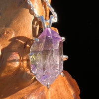 Double Terminated Amethyst & Moldavite Pendant Sterling #7628-Moldavite Life