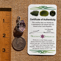 Double Terminated Amethyst & Moldavite Pendant Sterling #7628-Moldavite Life