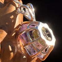 Double Terminated Amethyst & Moldavite Pendant Sterling #7628-Moldavite Life