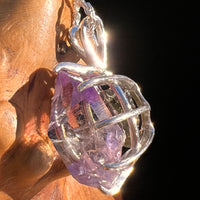 Double Terminated Amethyst & Moldavite Pendant Sterling #7628-Moldavite Life