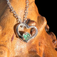 Emerald Heart Necklace Sterling Silver #8199-Moldavite Life