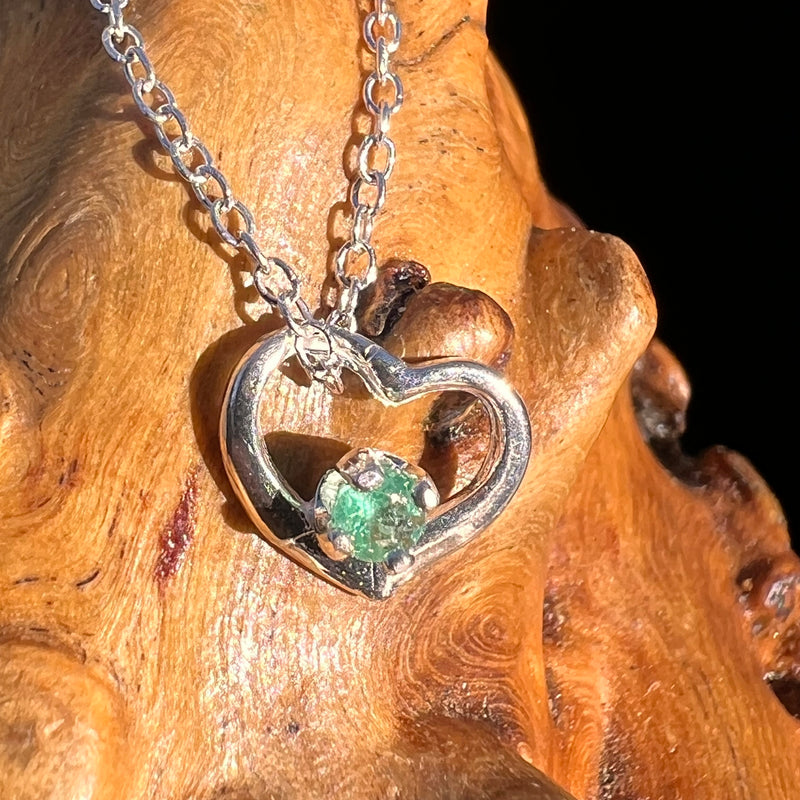 Emerald Heart Necklace Sterling Silver #8199-Moldavite Life