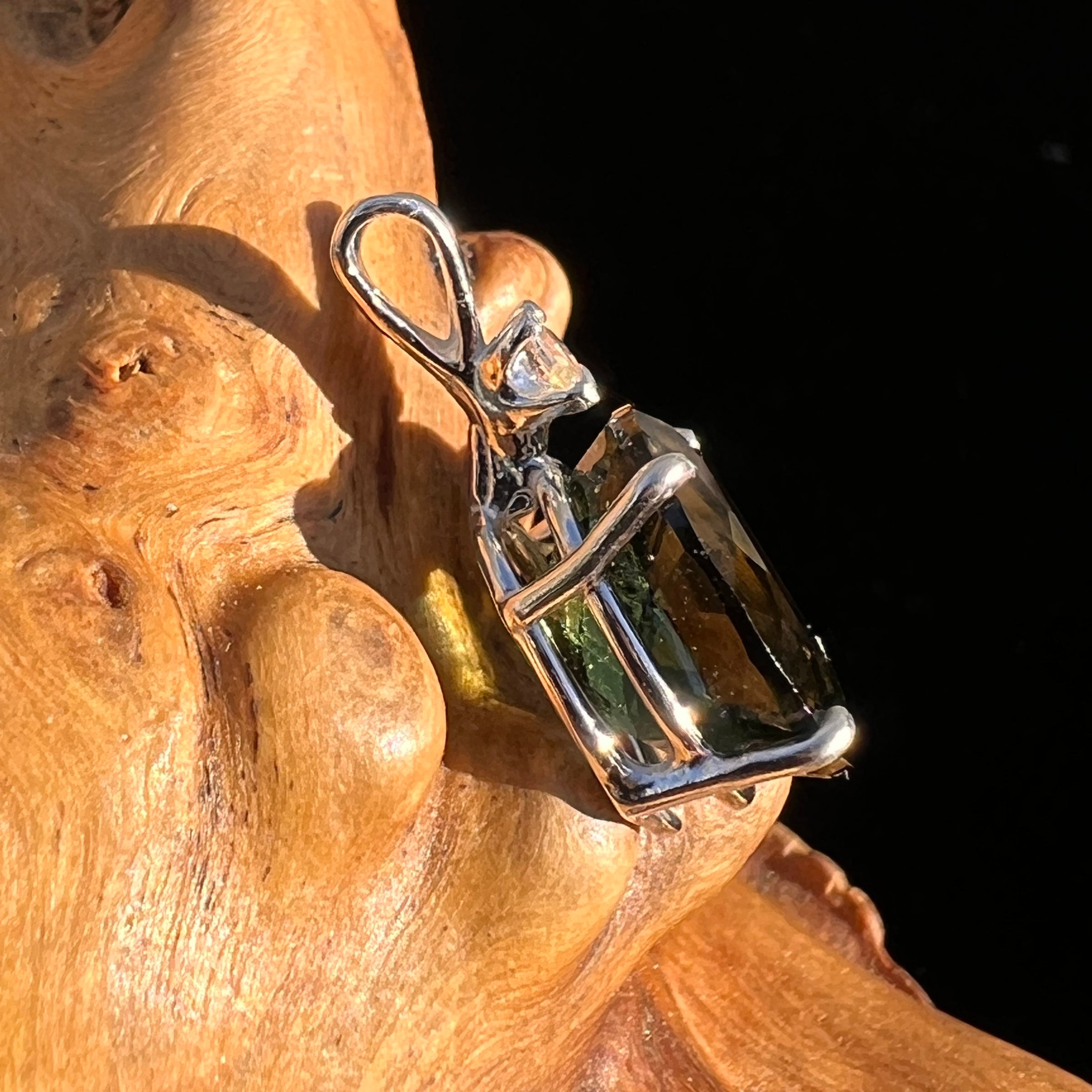 Moldavite & Phenakite Necklace Sterling #7200