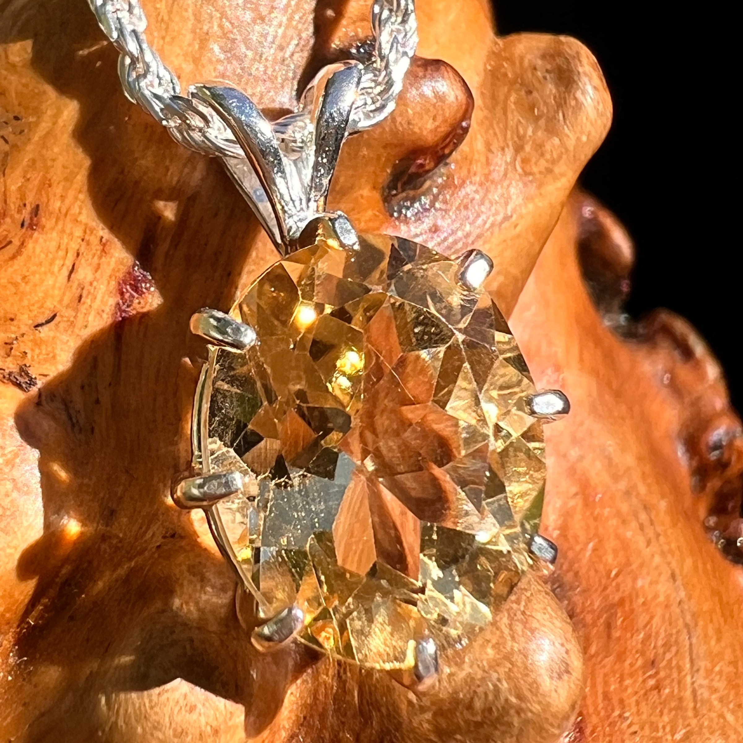 Faceted Citrine Pendant Sterling Silver #8499-Moldavite Life