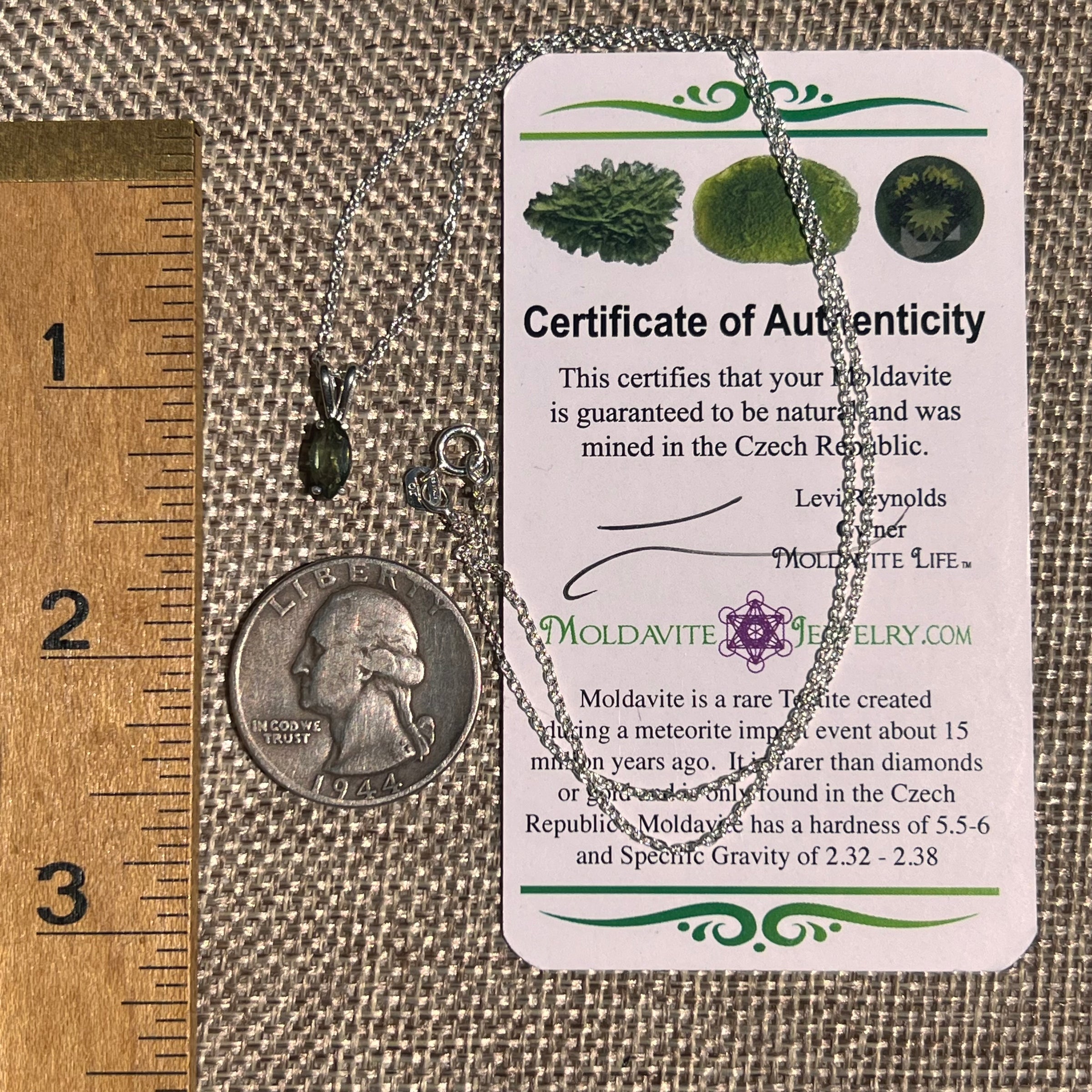 Faceted Moldavite Necklace Sterling Silver #8542-Moldavite Life