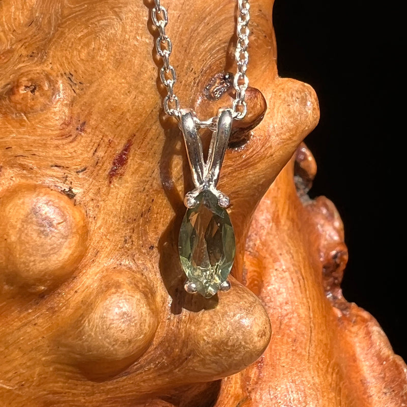Faceted Moldavite Necklace Sterling Silver #8542-Moldavite Life