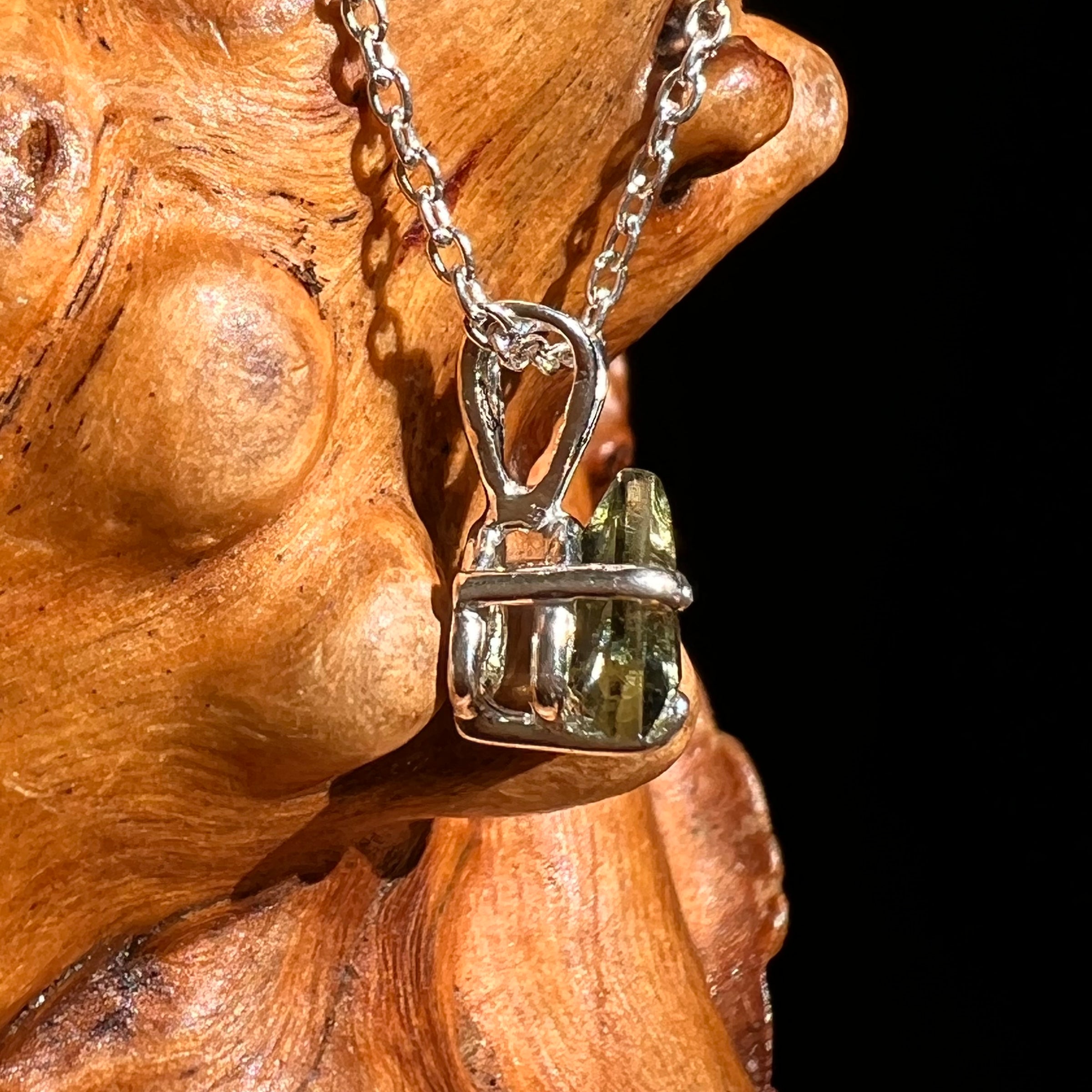 Faceted Moldavite Necklace Sterling Silver #8543-Moldavite Life