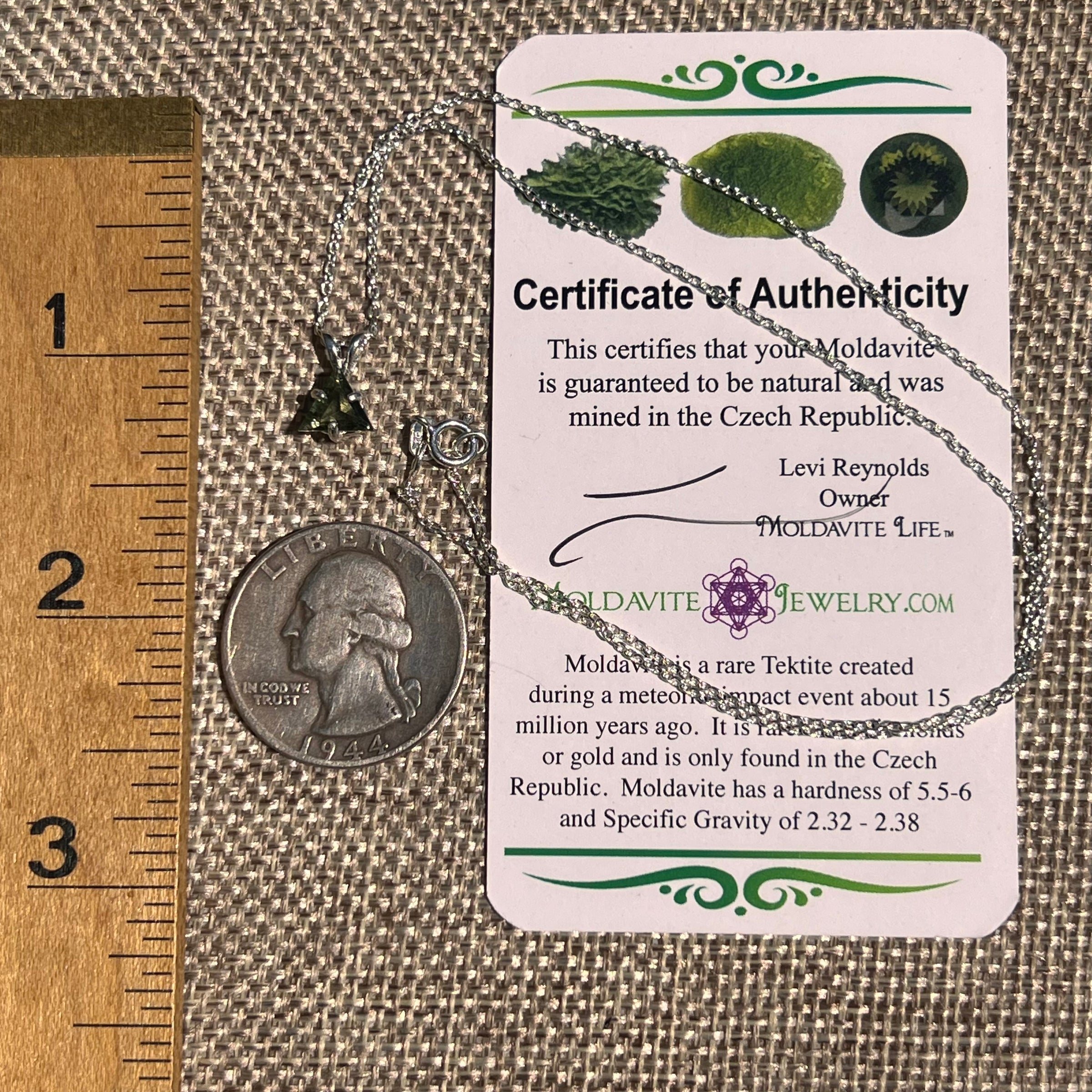 Faceted Moldavite Necklace Sterling Silver #8543-Moldavite Life