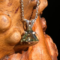 Faceted Moldavite Necklace Sterling Silver #8543-Moldavite Life