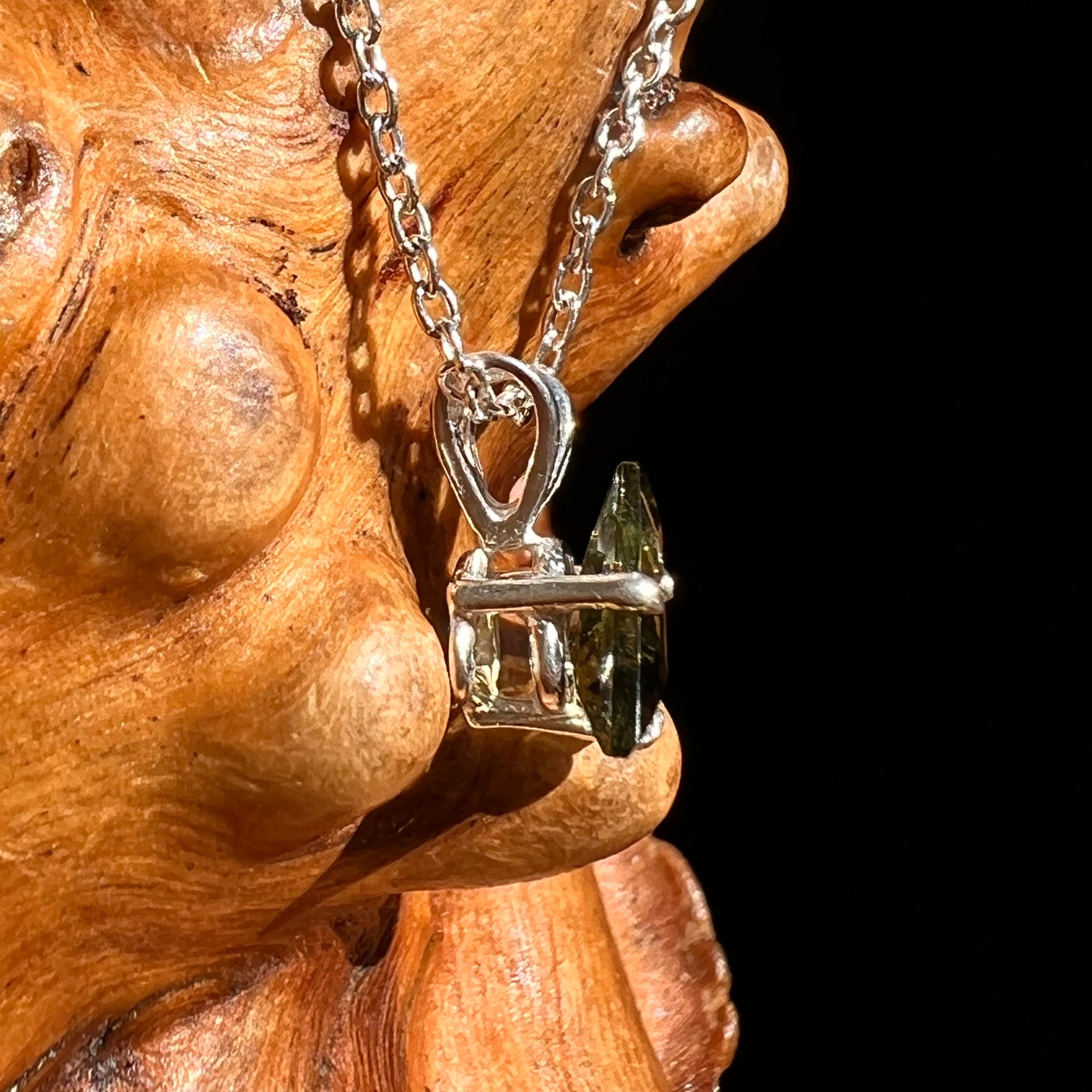 Faceted Moldavite Necklace Sterling Silver #8544-Moldavite Life